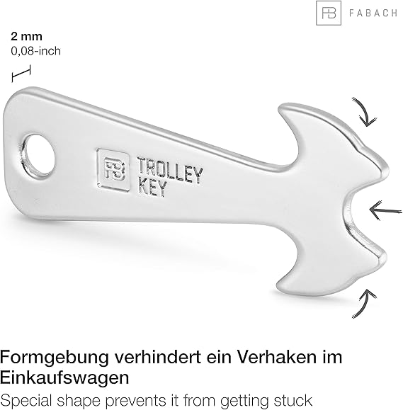 FABACH Spoon Porte-clés Pour Chariot – Jeton De Chariot Amovible En Métal – Jeton De Courses Pour Caddie, Pas De Blocage Dans Le Cadenas De Consigne