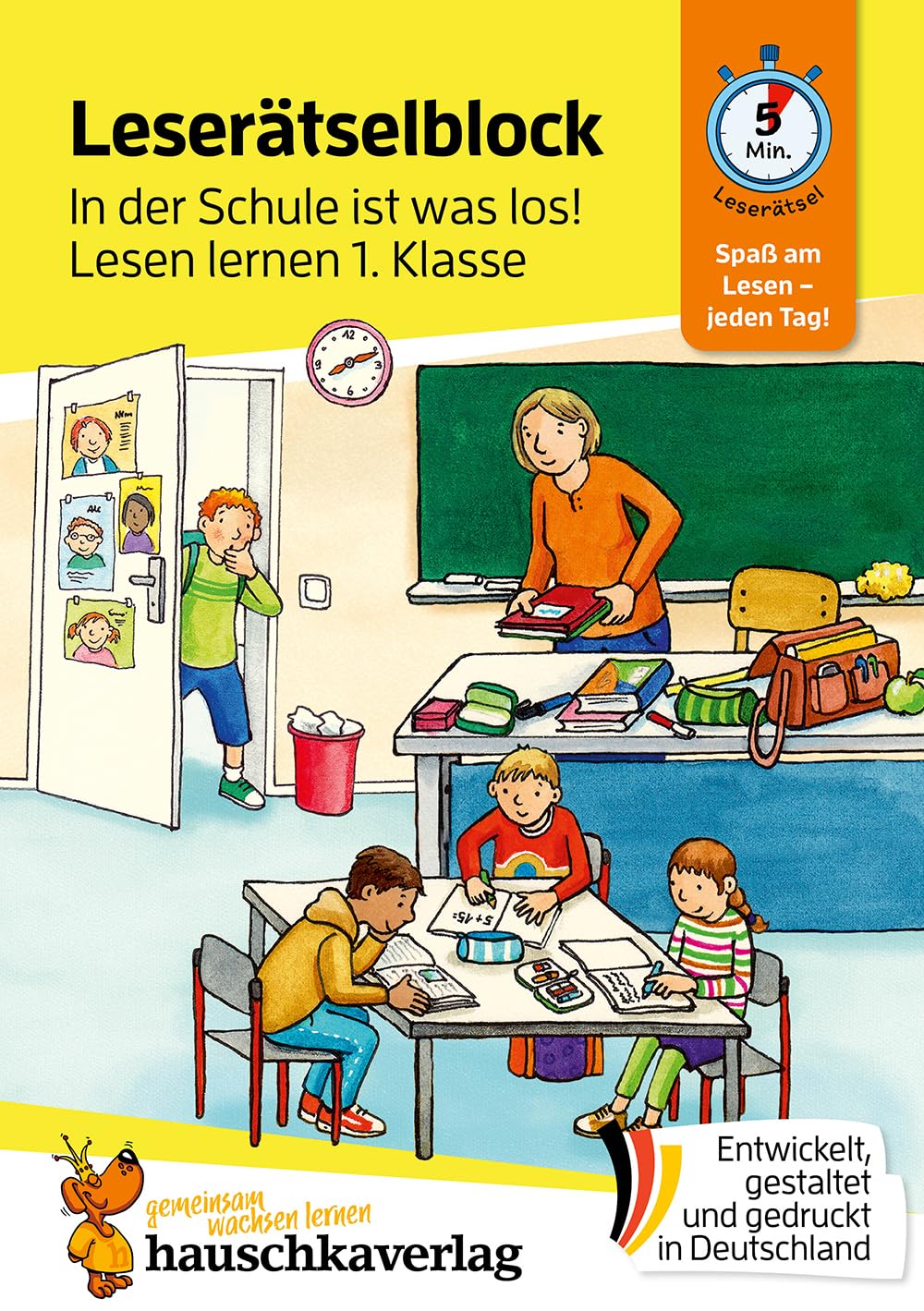 Erstleseblock - In der Schule ist was los!, A5-Block: Übungsblock für die Grundschule, 1. und 2. Klasse: Leserätsel, Leseübungen, spielend Lesen lernen: 501