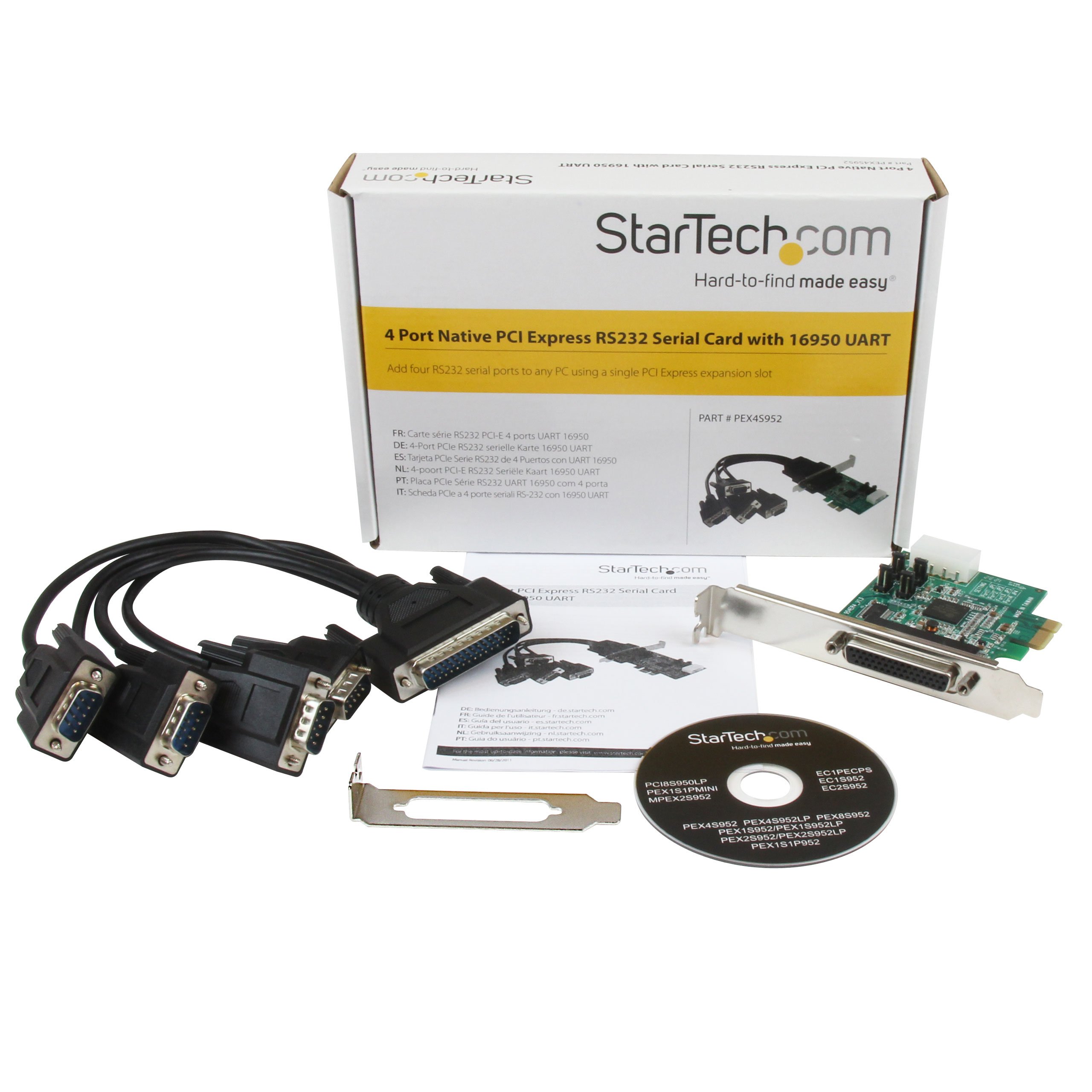 Carte Adaptateur PCI Express RS232 - 4 Ports Série DB9 - Compatible Windows/Linux - Pour Professionnels Et Hobbyists