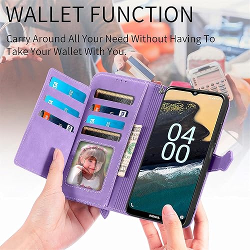 Miniatura 3 de Funda tipo cartera con cremallera para Nokia G310, funda para Nokia G310 5G, función de soporte de cierre magnético de alta calidad, funda de piel