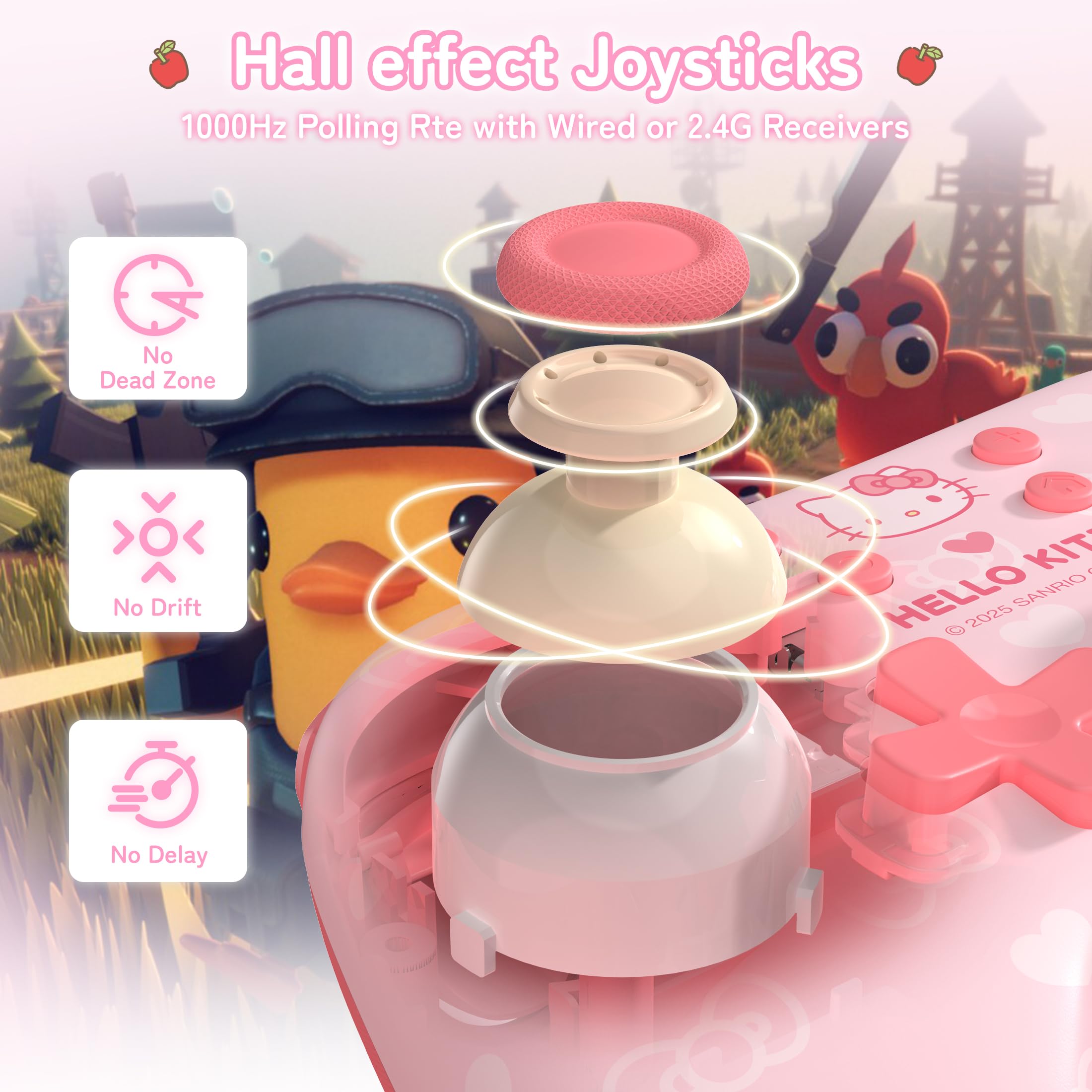 Kuitmor Mando Switch 2, Mando Inalámbrico PC, Joystick de efecto Hall, 2.4G y Bluetooth y Cableado, Botones Programables, Turbo/Vibración/RGB Ajustables, Para PC/Switch/iOS/Android/Linux
