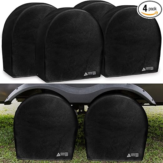 Leader Accessories Tire Covers (4 Pack) - Heavy Duty Waterproof Wheel Protectors for Truck, SUV, Jeep, Camper,Trailer, RV - Universal Fits 29.25-31.75 Inches Diameter, Black