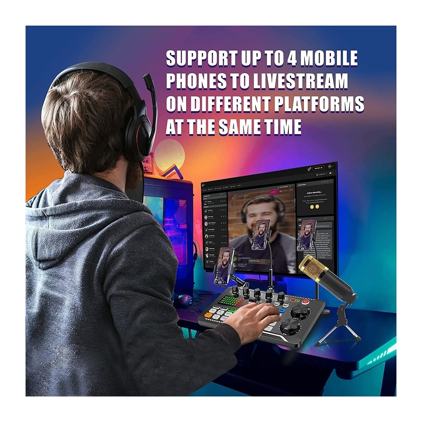 Kit Professionale per la Registrazione di Podcast e Studio - Mixer Audio Live F998 con Microfono a condensatore BM-800 per Musica e Streaming Live (Scheda Audio