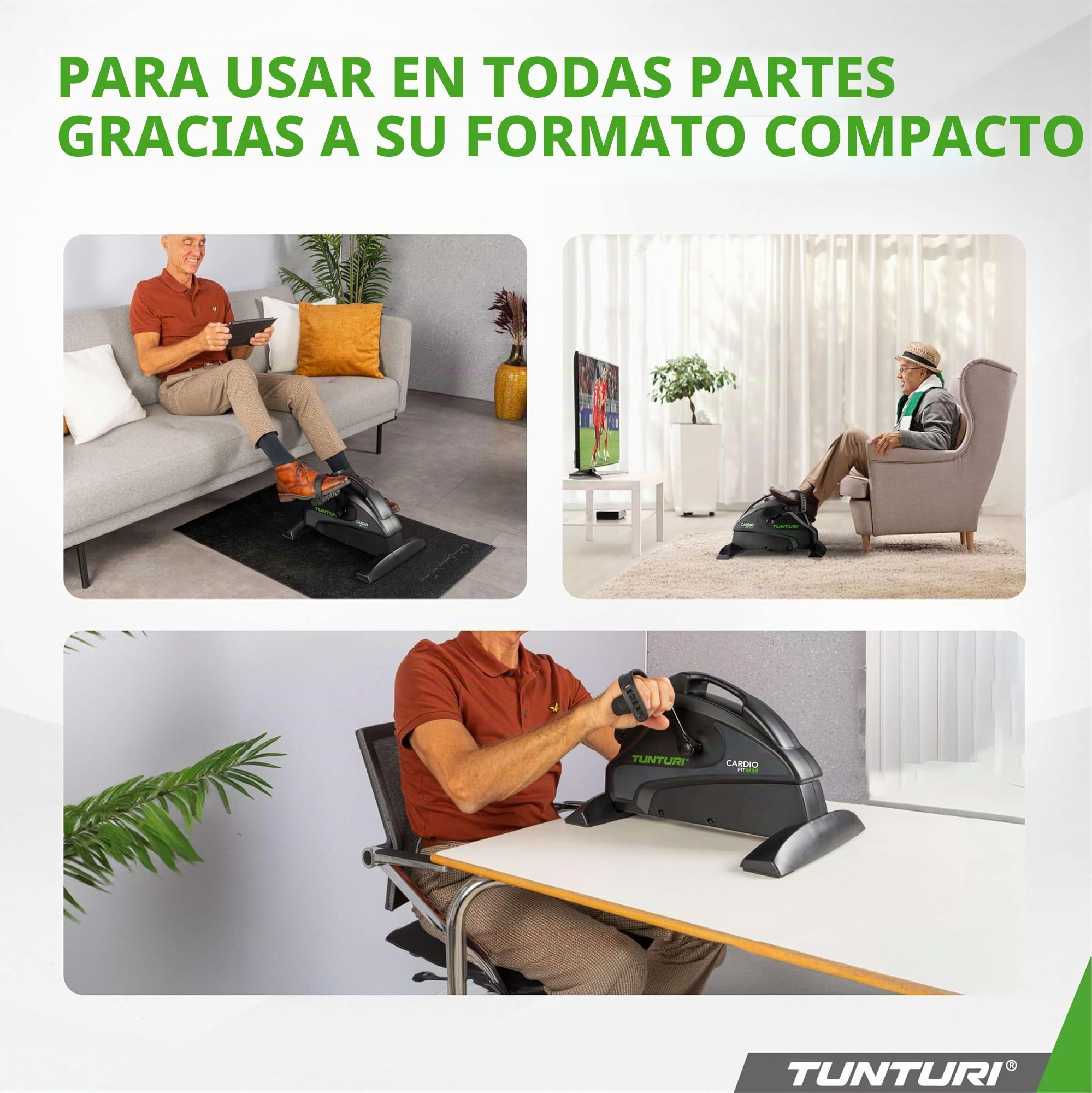 Tunturi Cardio Fit M35 Mini bicicleta estática / Mini Bike / Sistema de freno magnético - con pedales para entrenamiento de brazos y piernas - computadora de Entrenamiento