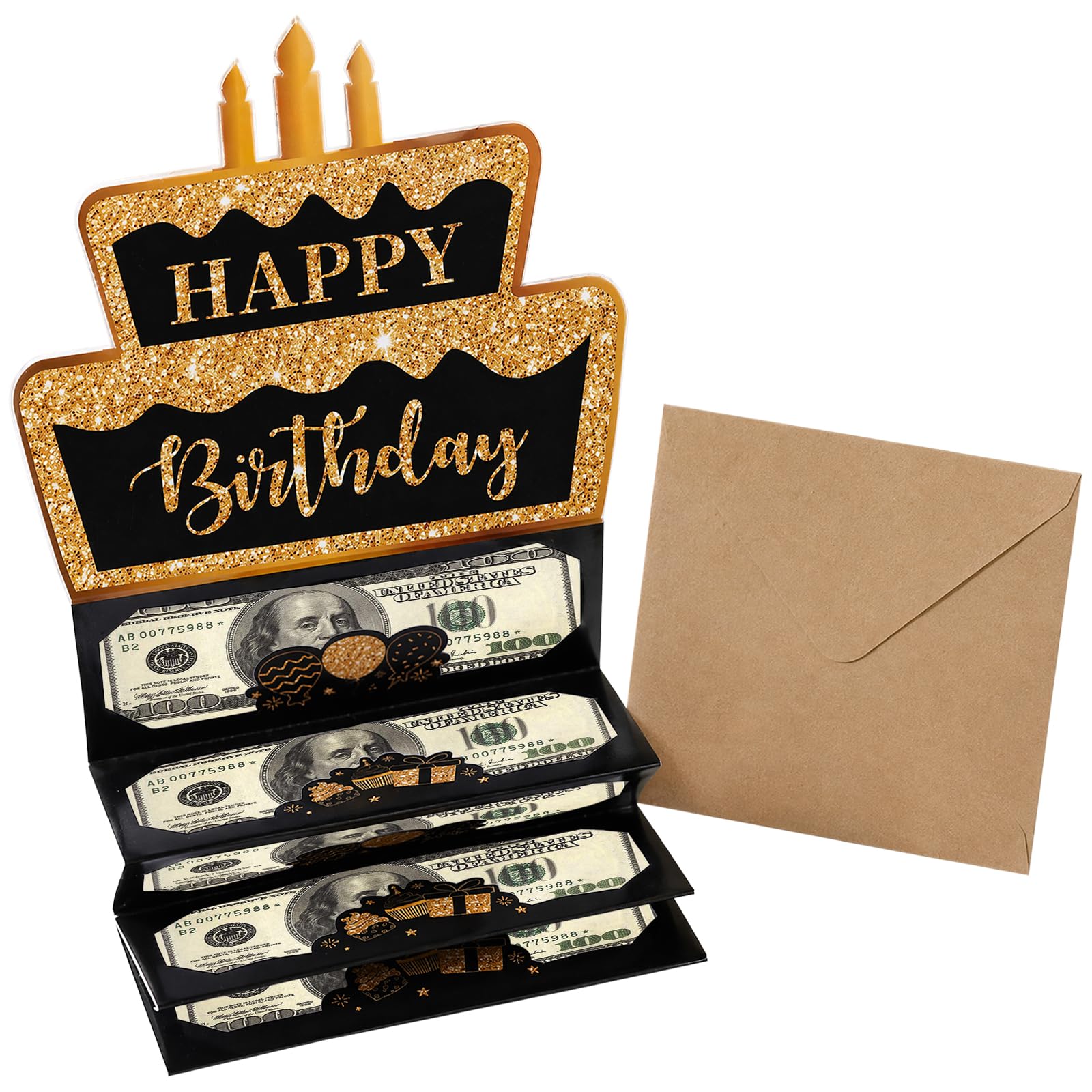 Elegant Birthday Money Wallet for Cash Gifts, Surprise Pull Gift Box with Envelopes, Stylish Money Holder for Men Women Kids, Memorable Keepsake for Any Age