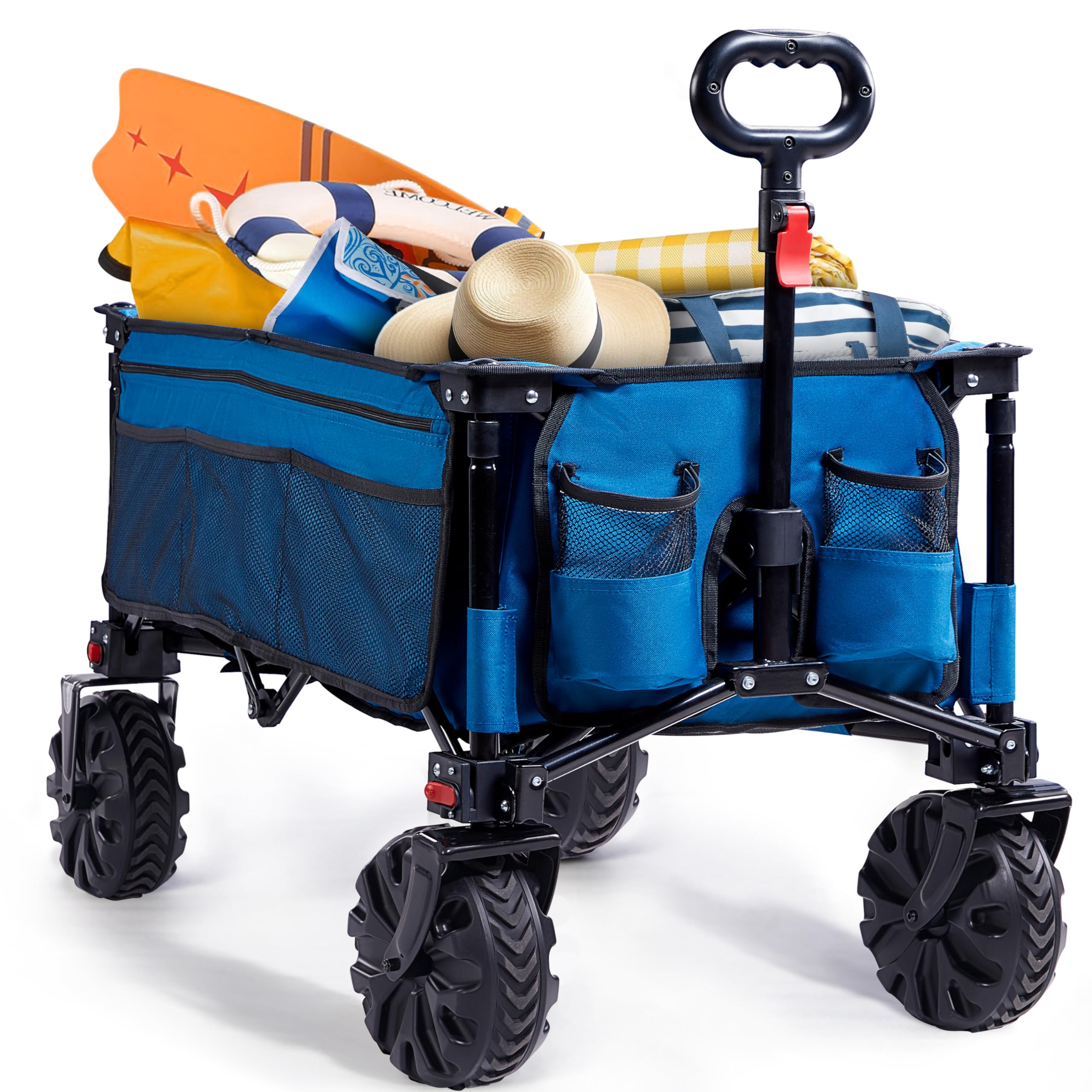 Timber Ridge Carro Playa Ruedas Grandes, Carrito Plegable Transporte para Jardín Playa Campaña Compra al Aire Libre, Carreta con Bolsa de Cubierta Ruedas Amovibles Mango Ajustable hasta 100kg