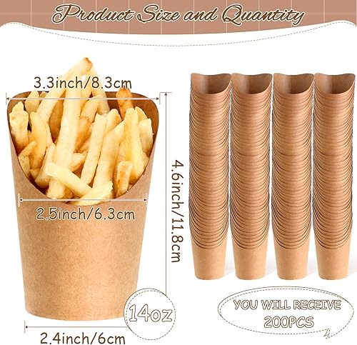 Vista 13 de 100 soportes desechables para papas fritas de 14 onzas, suministros para hornear, papel gofre, palomitas de maíz, sándwich, helado, contenedor