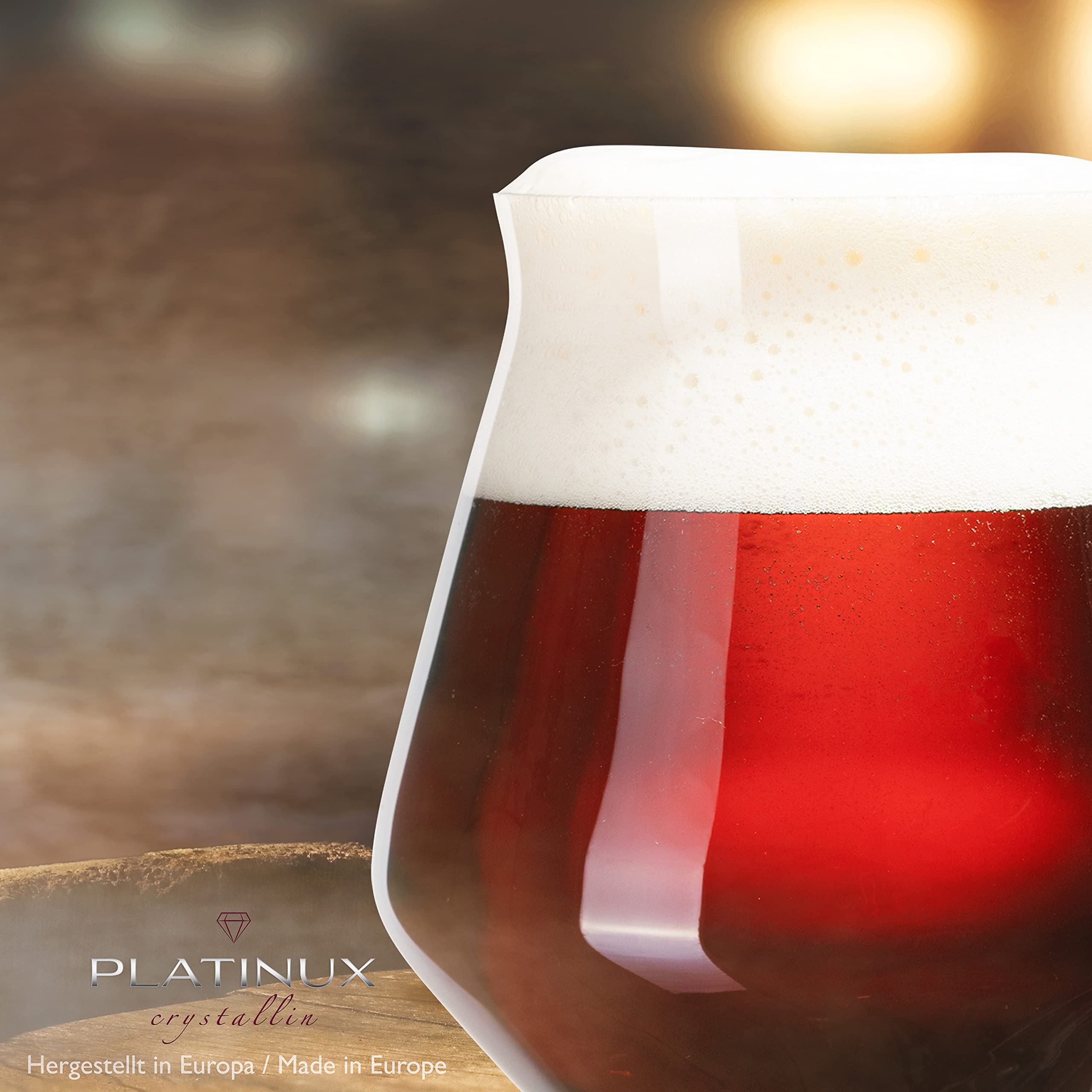 PLATINUX Vasos de cerveza de 400 ml (máx. 460 ml), juego de 6 piezas de cristal Crystalline apto para lavavajillas