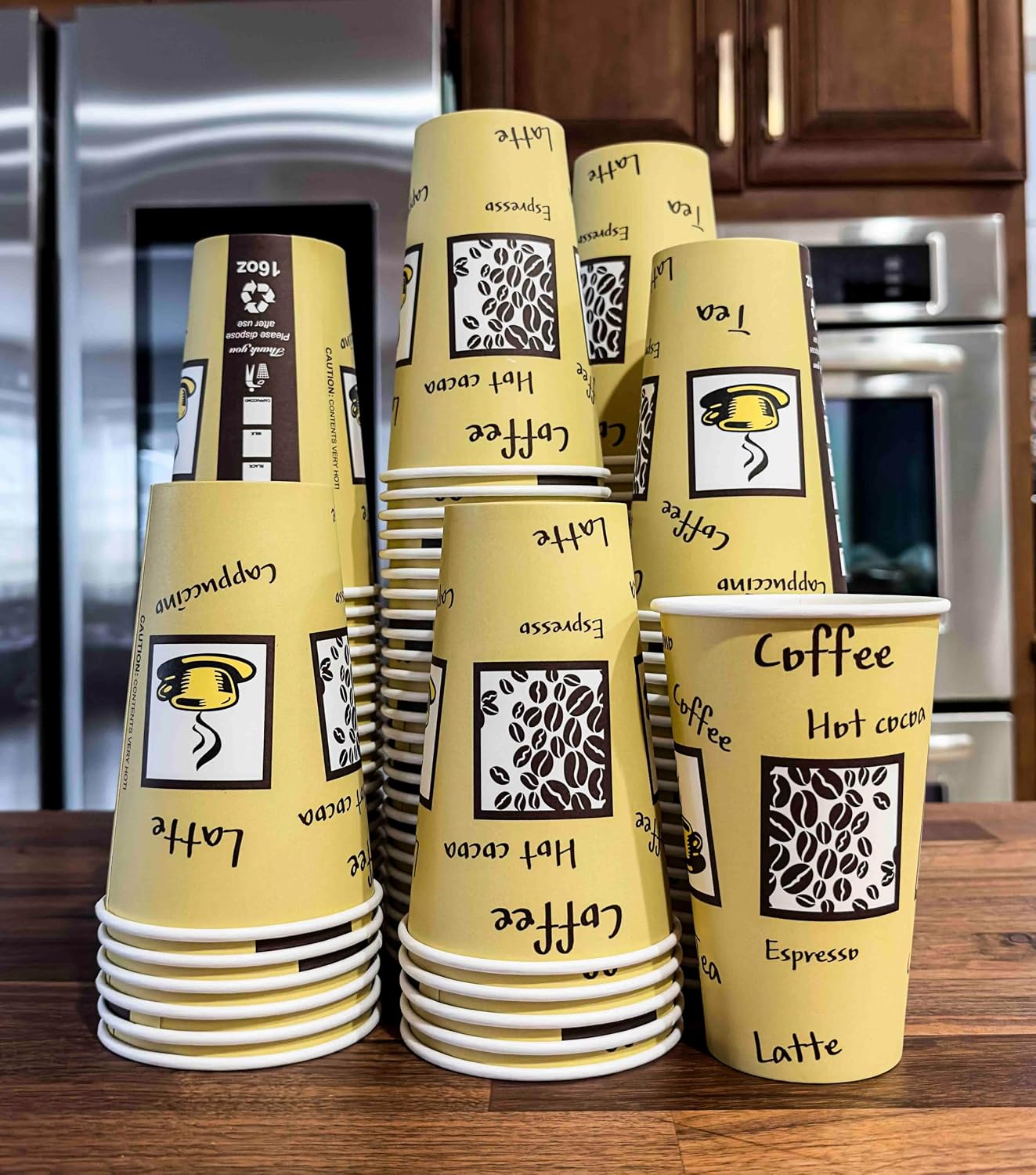 Paper Cups [16 oz] Lids and Sleeves x [25 Pack] Disposable Hot Cold Beverage Drinking Coffee Water Juice Tea Party Travel Events Cafe Restaurant School Office Home (25 Set, 16 oz)