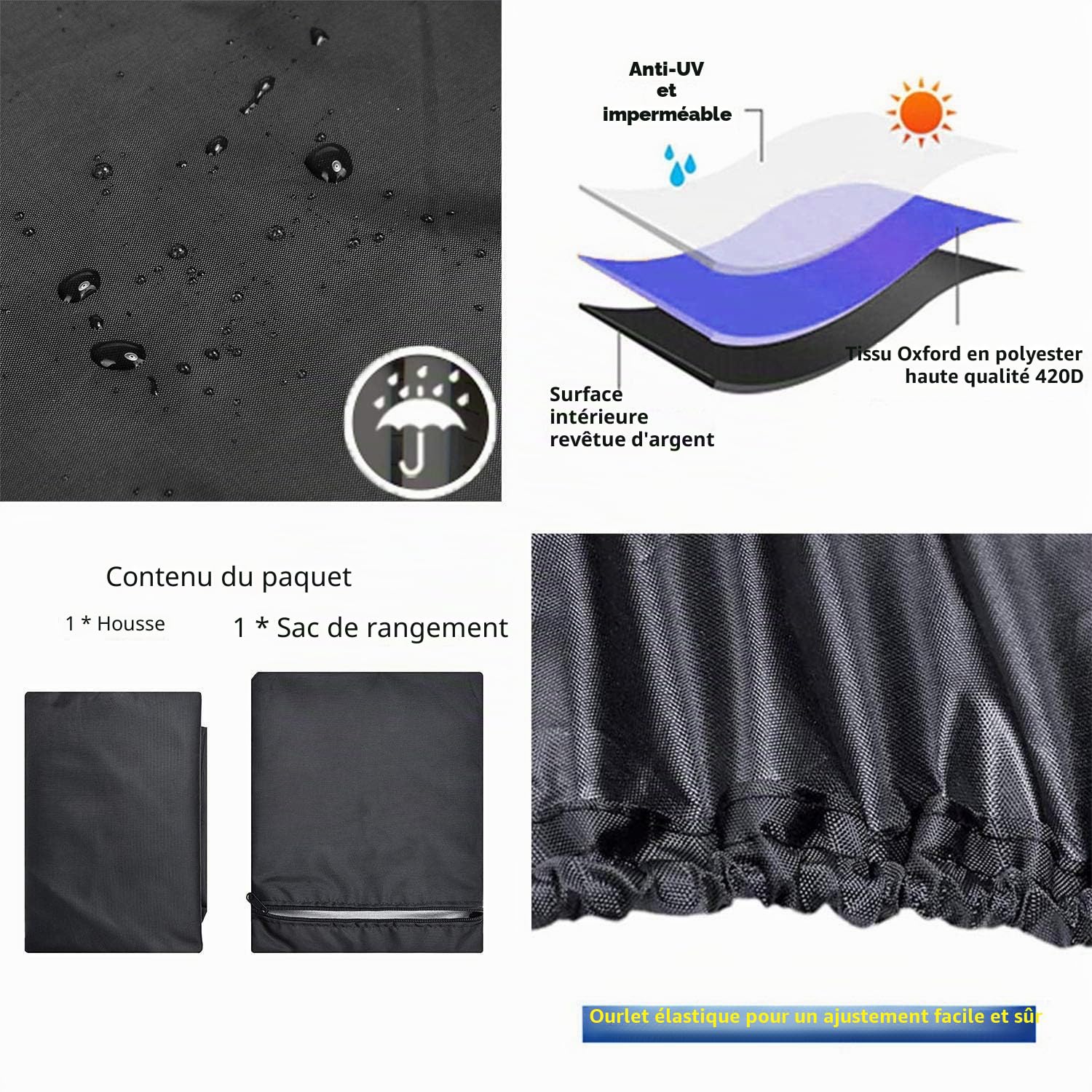 Housse imperméable pour tracteur tondeuse à gazon autoportée, jusqu'à 137,2 cm, polyester Oxford 420D, durable, résistant aux UV, résistant à l'eau