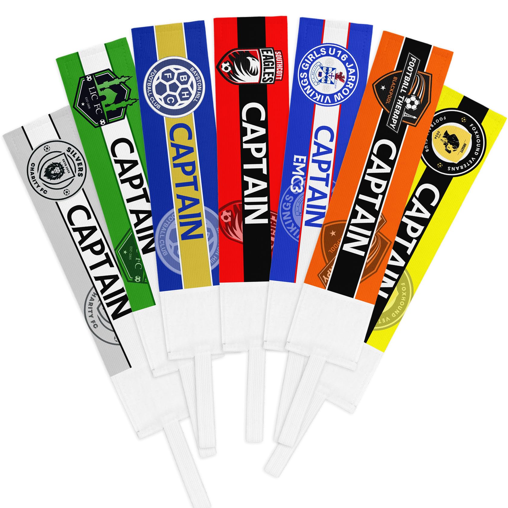 Custom Captain's Armband for Football Soccer Sports Teams Personalised with Team Badge. (22cm Child)