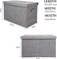 Vista 4 de popoly Cofre grande de juguetes con tapa, organizador plegable de almacenamiento de juguetes con divisor extraíble, 25 x 13 x 16 pulgadas (gris lino)