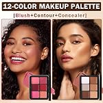 12 Colors Cream Blush Palette Cream Concealer Foundation Palette | Contour Palette, Natural Matte Finish, Creamy Texture, Waterproof, Blendable, Face Makeup Palette for Women