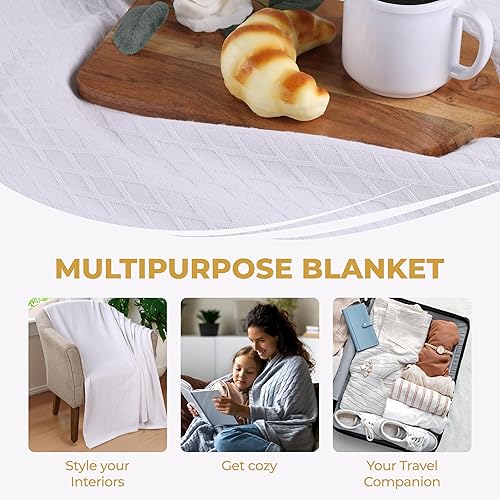 Miniatura 5 de SUPERIOR Diamond Weave - Manta de algodón para todas las estaciones, funda para el hogar, sofá, cama, manta suave y cálida, estética bohemia,