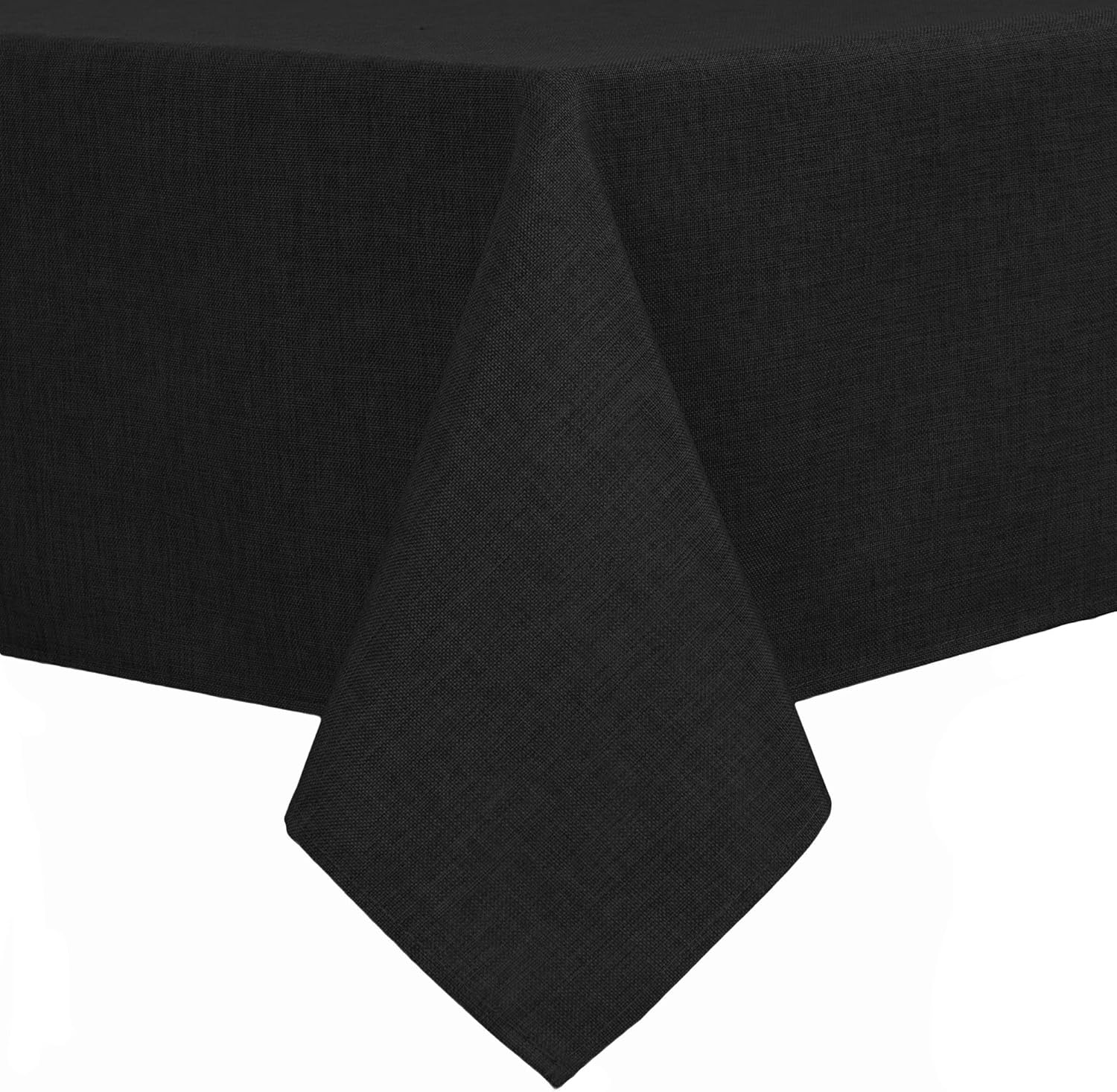 Hiasan Faux Linen Square Tablecloth - Wrinkle and Stain Resistant Washable Table Cloth for Kitchen Dining Room Holiday Table Cover for Party Dinner, Black, 70 x 70 Inch