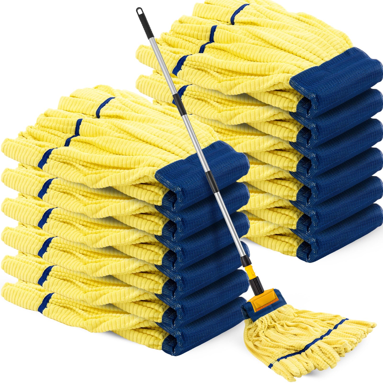 Hushee 6 Pcs Large Microfiber Tube Mop Heads 18 Oz Looped End,Yellow