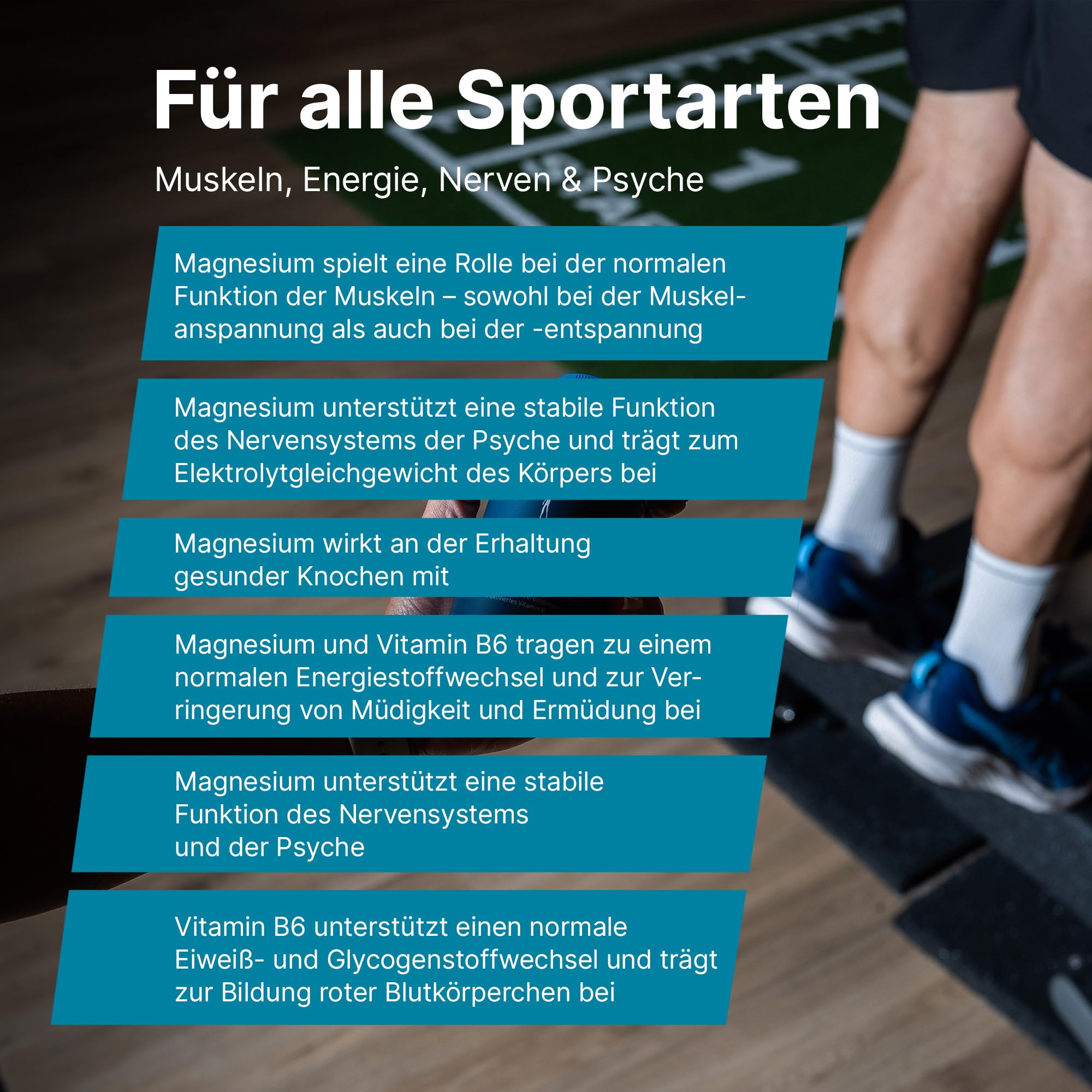 BIOGENA SPORTS Magnesium Sport - Magnesium Komplex mit Vitamin B6-7 Magnesiumverbindungen - Hohe Bioverfügbarkeit - Hochdosiert, Laborgeprüft & vegan - 120 Kapseln