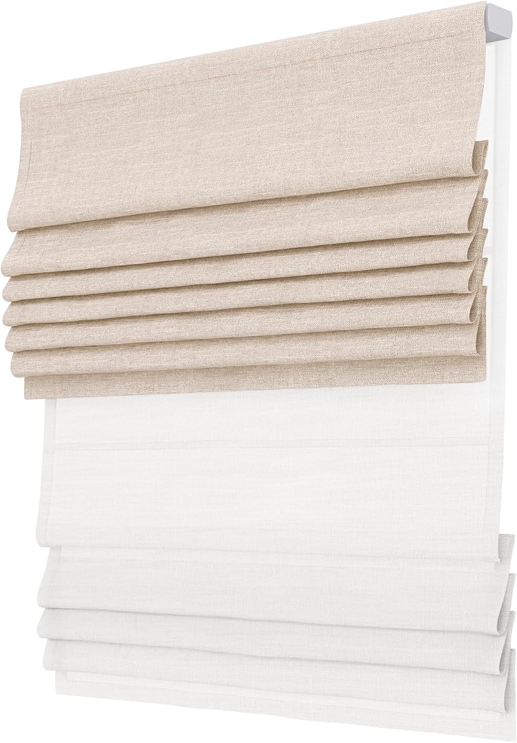 Day Night Roman Shades, 2 in 1 Blackout & Light Filtering, Cordless Linen Roman Blinds for Windows, UV Protection, Noise Reduction, Thermal Insulation, Privacy Protection, Linen Color