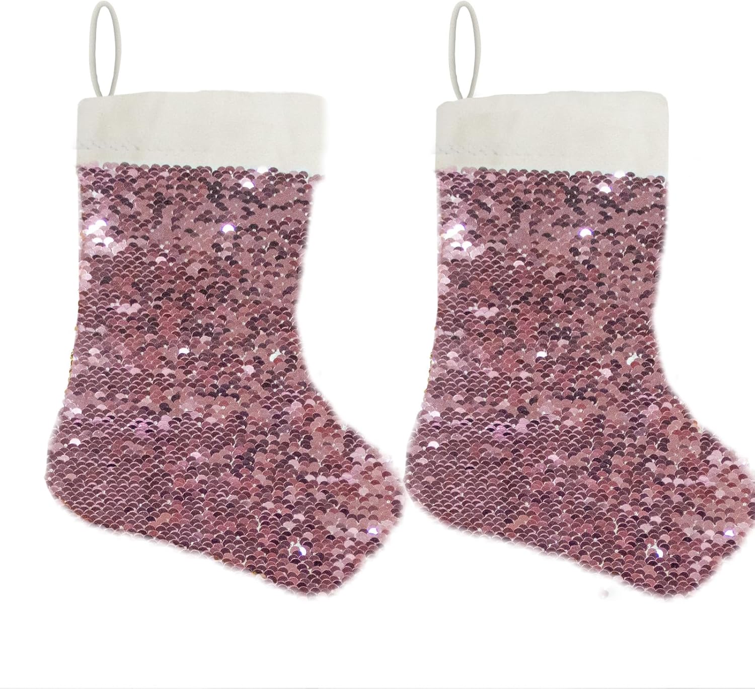 WISPET Pink Christmas Stockings 2 Pack, Sublimation Flip Pink Christmas Stockings