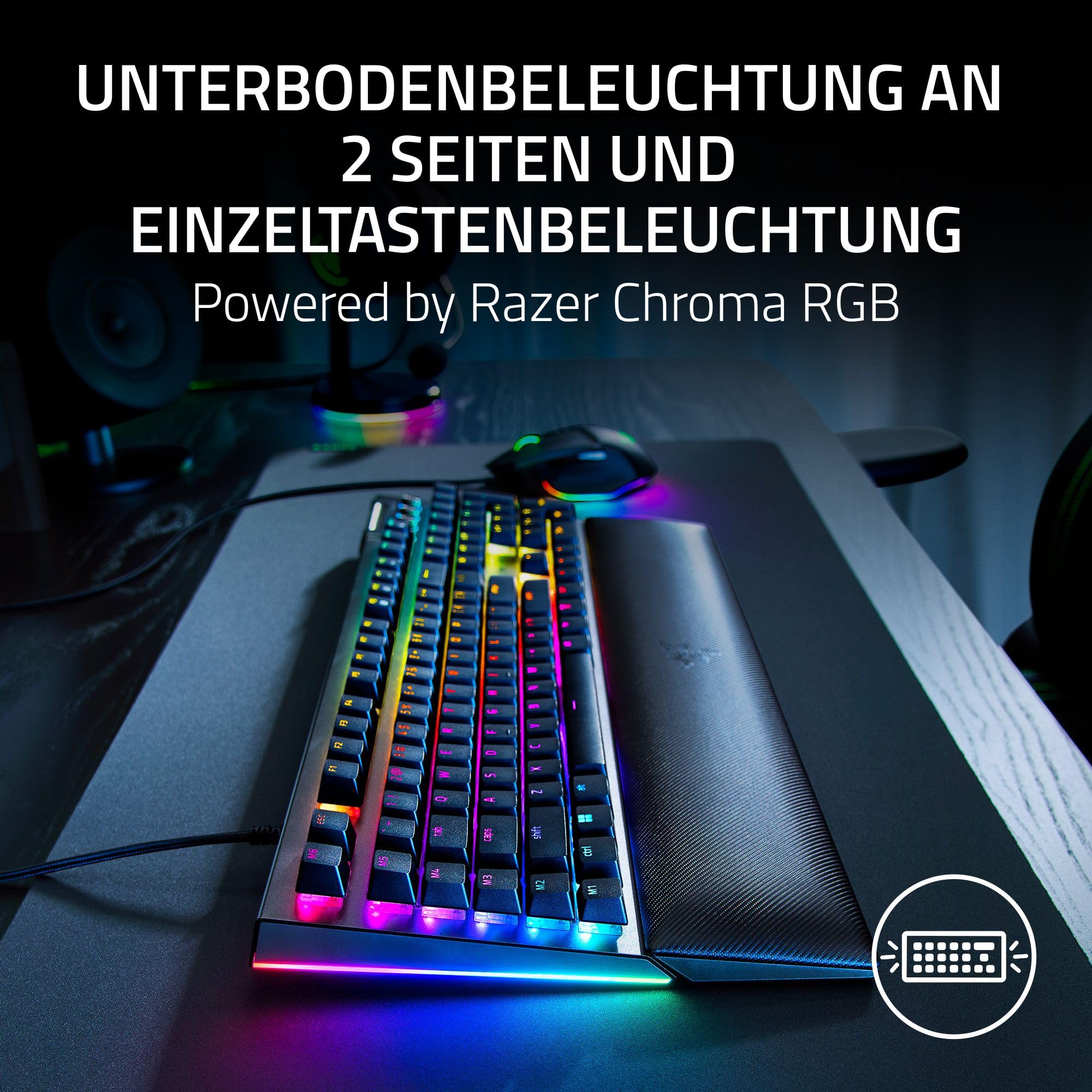 Razer BlackWidow V4 Mechanical Gaming Keyboard with Razer Chroma RGB (Mechanical Razer Green Switches, 6 Own Macro Keys, Doubleshot ABS-Keycaps) QWERTZ German-Layout, Black - 4