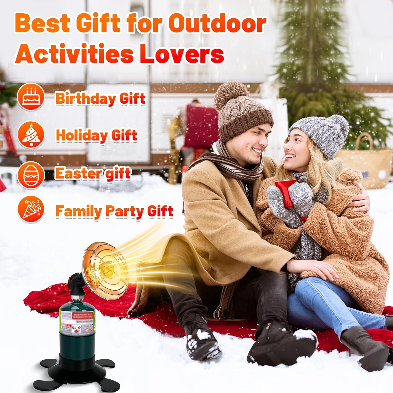 Portable Propane Heater for Camping, Outdoor Small Space Patio Heater, Cordless Gas Heaters with Foldable Tank Holder, Fast Radiant Heaters for Camping Tent, Winter Hiking, Ice Fishing & Hunting