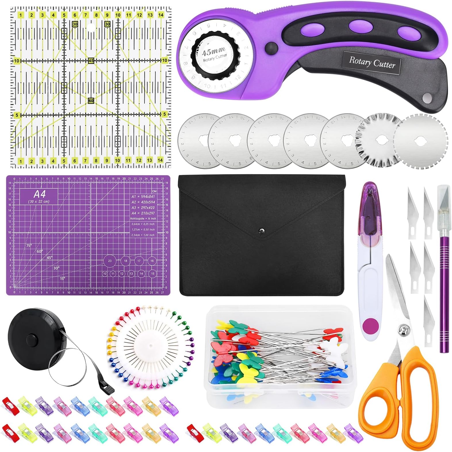 SAMISO Kit de Cutter Rotatif,Coupeur Rotatif,Tapis de Découpe A4