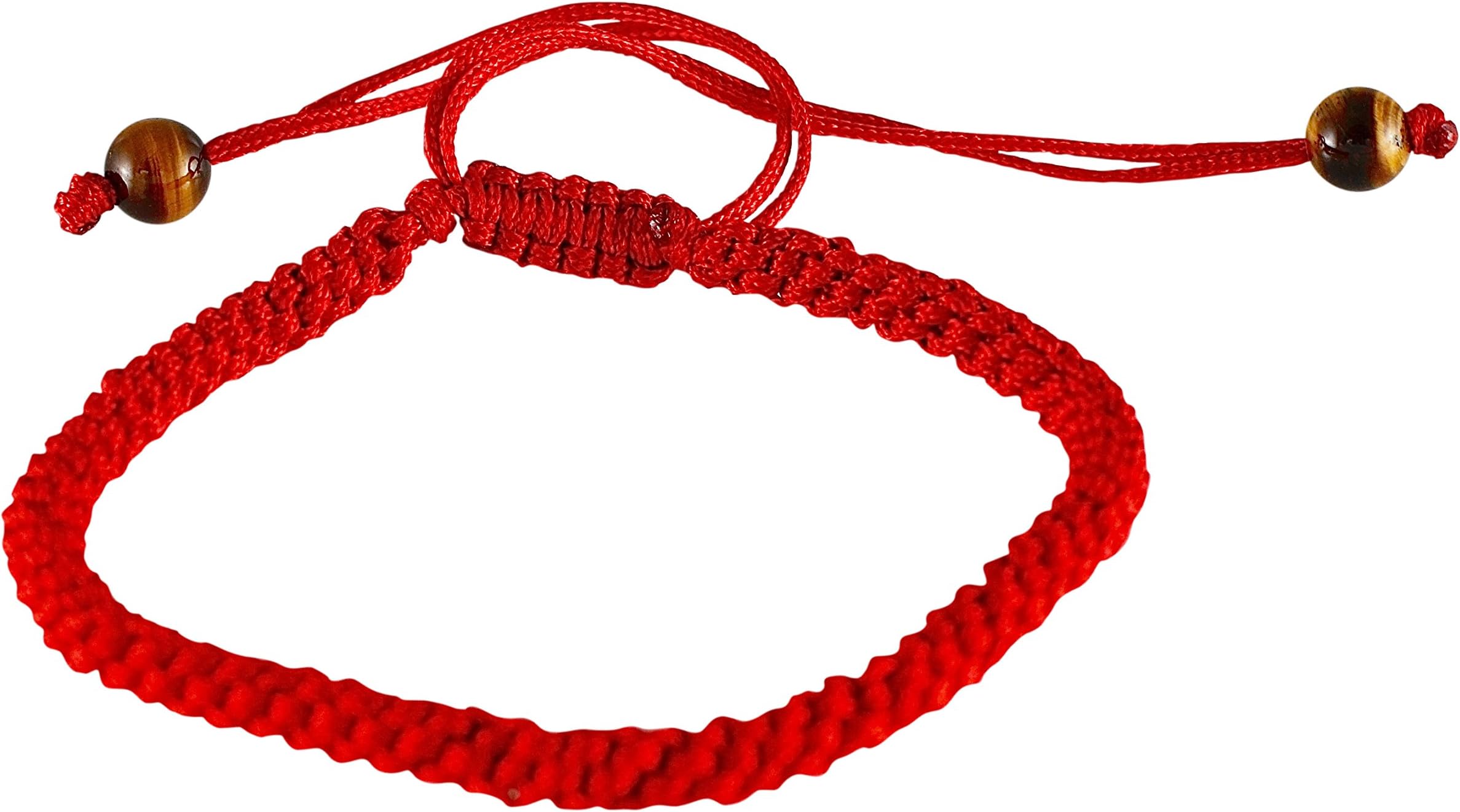 WizardPinsHandmade Kabbalah Red String Bracelet with 2 Tiger Eye Bead- Good for Prosperity and Success
