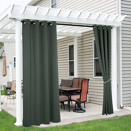 Miniatura 107 de RYB HOME Outdoor Curtains Blackout - 2 Panels Outside Curtains Waterproof Thermal Insulating for Patio Porch Garage Garden Gazebo Universal Biscotti