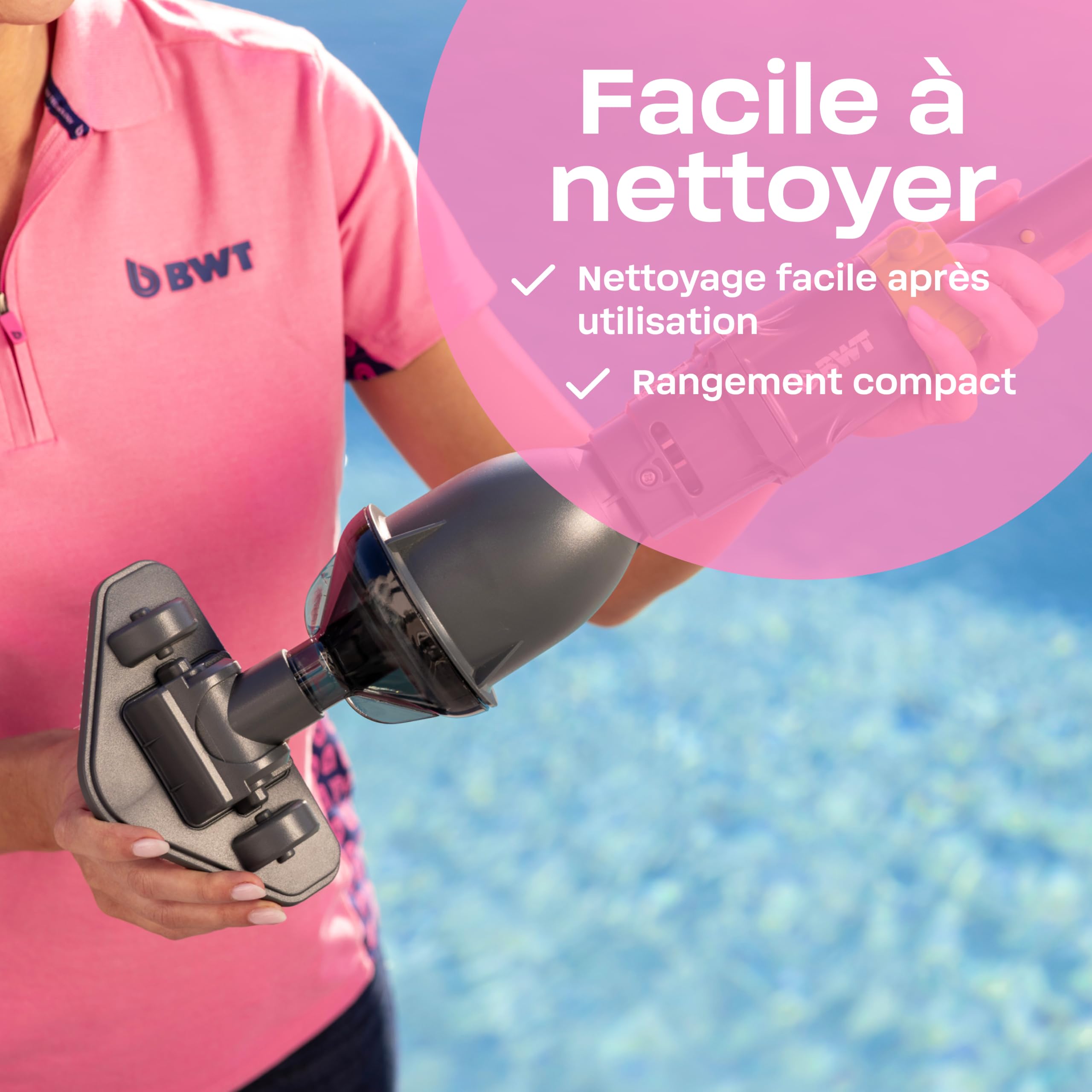 BWT Aspirateur Piscine ES02 | Nettoyeur sans Fil à Batterie | Autonomie 30 min | 2000 mAh | Pour Piscines et Spas jusqu’à 10000l | Recharge USB