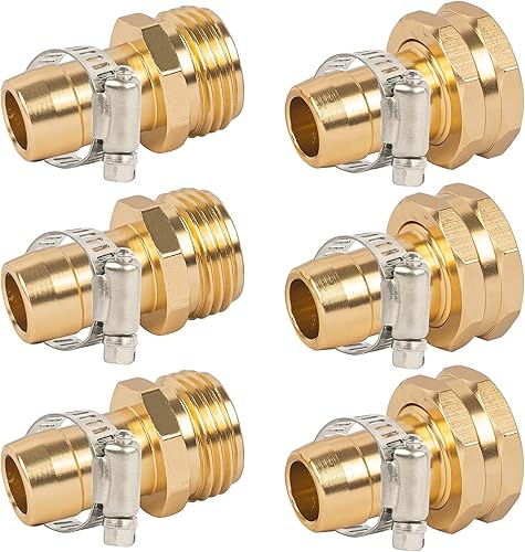 Uptotop Conectores de reparación de manguera de jardín con aplausos, accesorios hembra y macho para 34" y 58", kit de reparación de metal, juego de 3