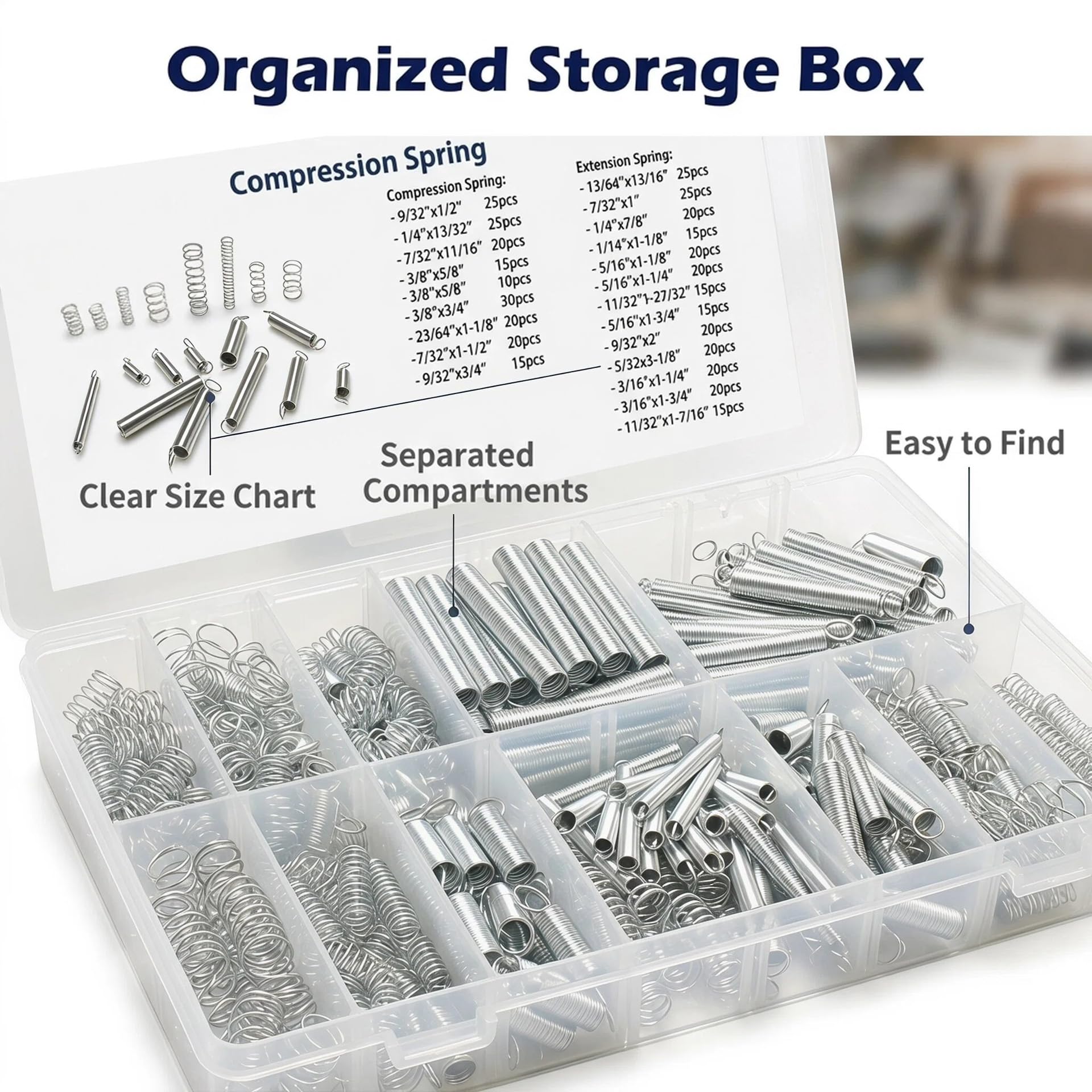 400pcs Spring Assortment Kit-20 Sizes Compression & Extension Spring Set — Amazon image 5