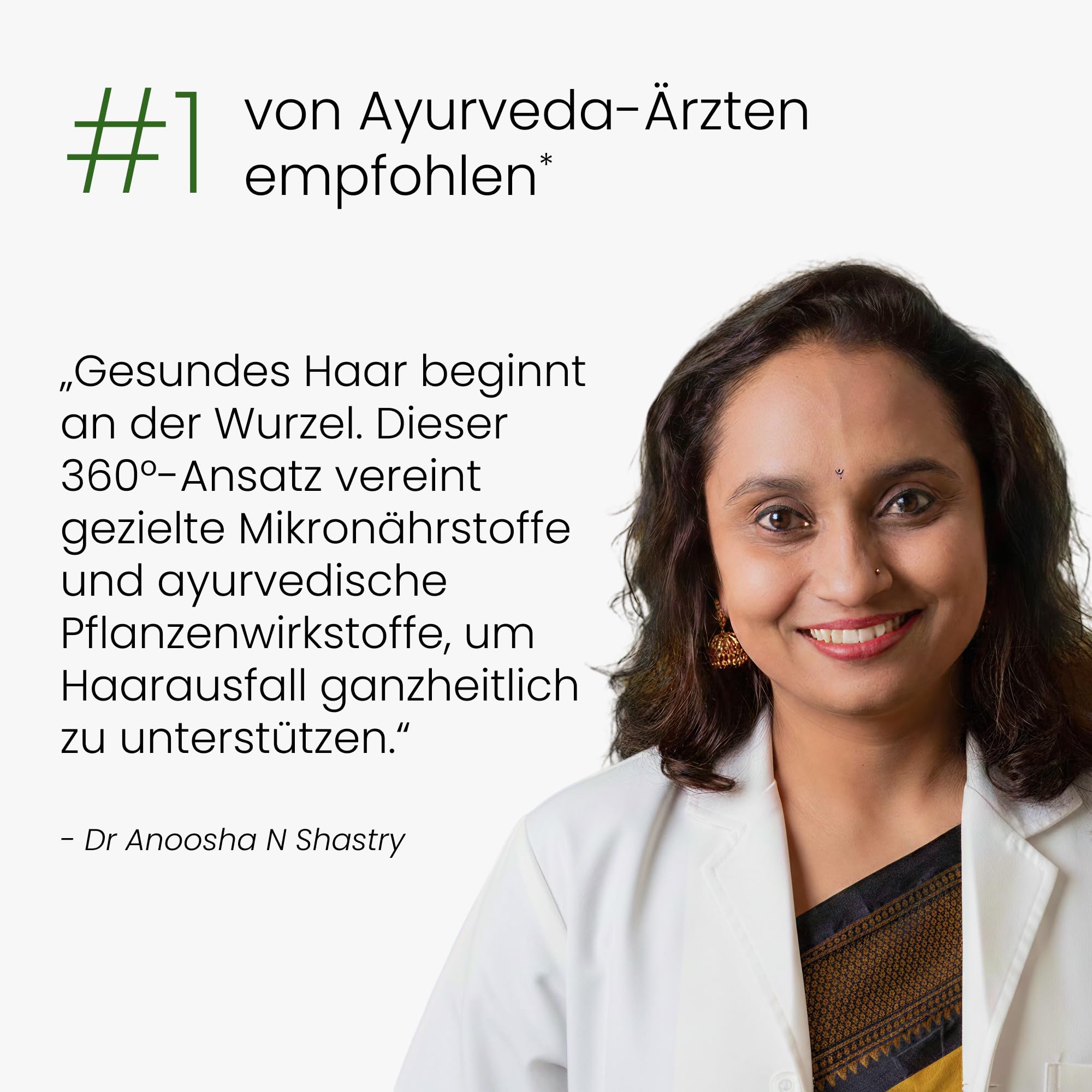 Haarkomplex für Frauen | Patentangemeldetes 360°-Haarsystem | Bei Haarausfall, dünner werdendem Haar & Haarbruch | Ayurveda-Kräuter + Schweizer Vitamine & Mineralstoffe | Vegan | 30 Kapseln