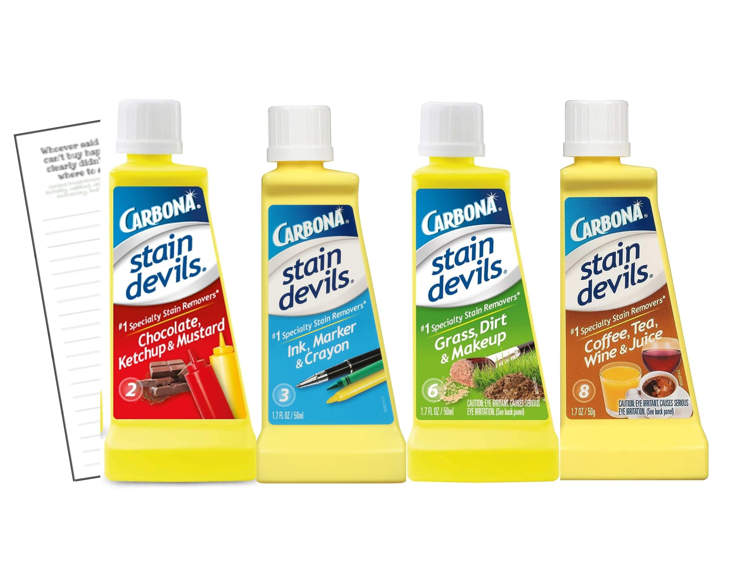 Bundle of Carbona Stain Devil Home Stain Remover Combo Pack Fabric Cleaners for Ketchup, Marker, Makeup, Grass, Ink, Wine, Coffee, etc. with Convenient Magnetic Shopping List by Harper & Ivy Designs