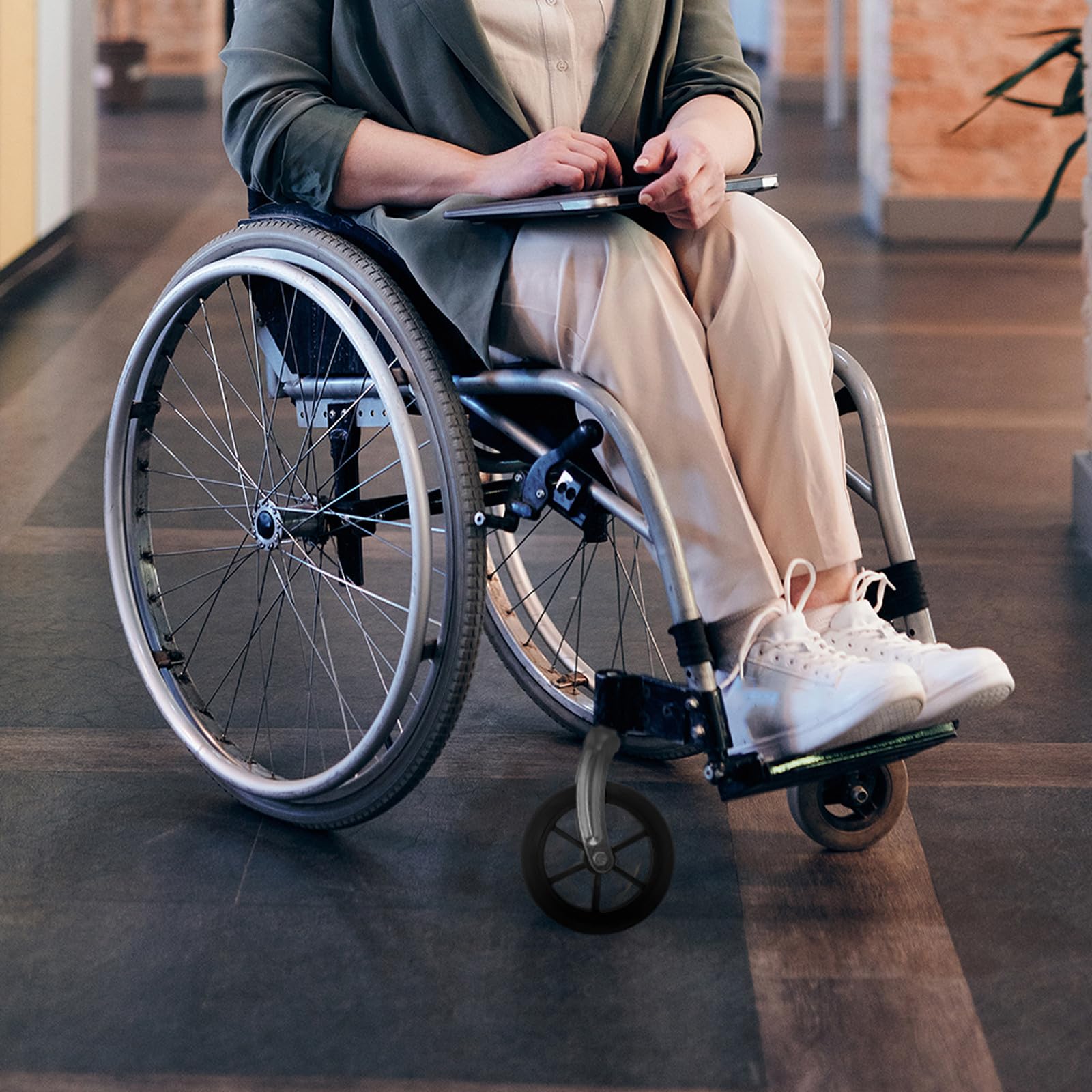 DOITOOL Ruedas Silla de Ruedas con Soporte de Horquilla y Rodamientos de Acero para Conducir Silla con Delanteras Accesorio Resistente y Duradero