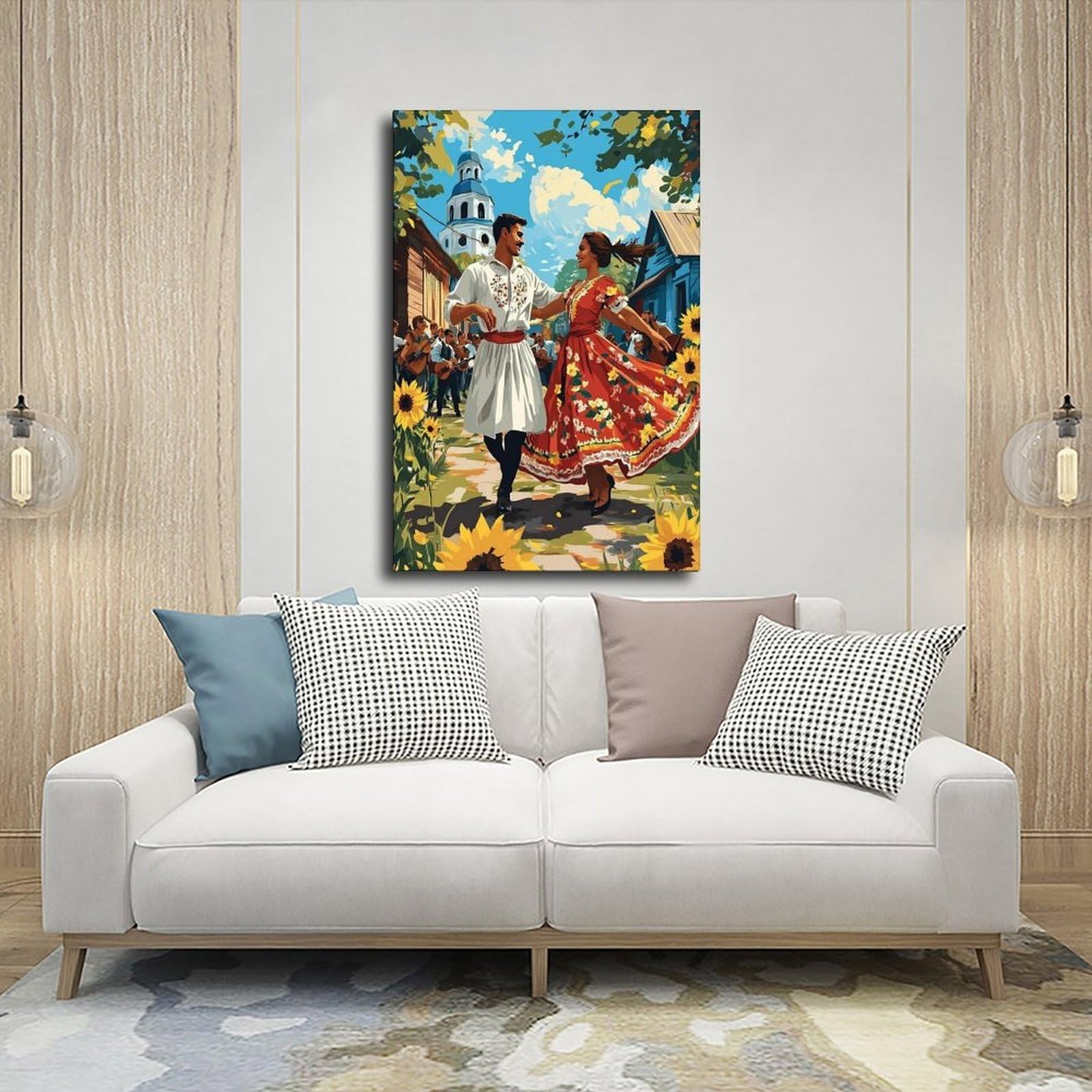 Stampa artistica di danza, poster su tela tradizionale per festival folk, decorazione per camera da letto, ufficio, stanza, regalo, 40,6 cm di lunghezza x 61 cm di larghezza