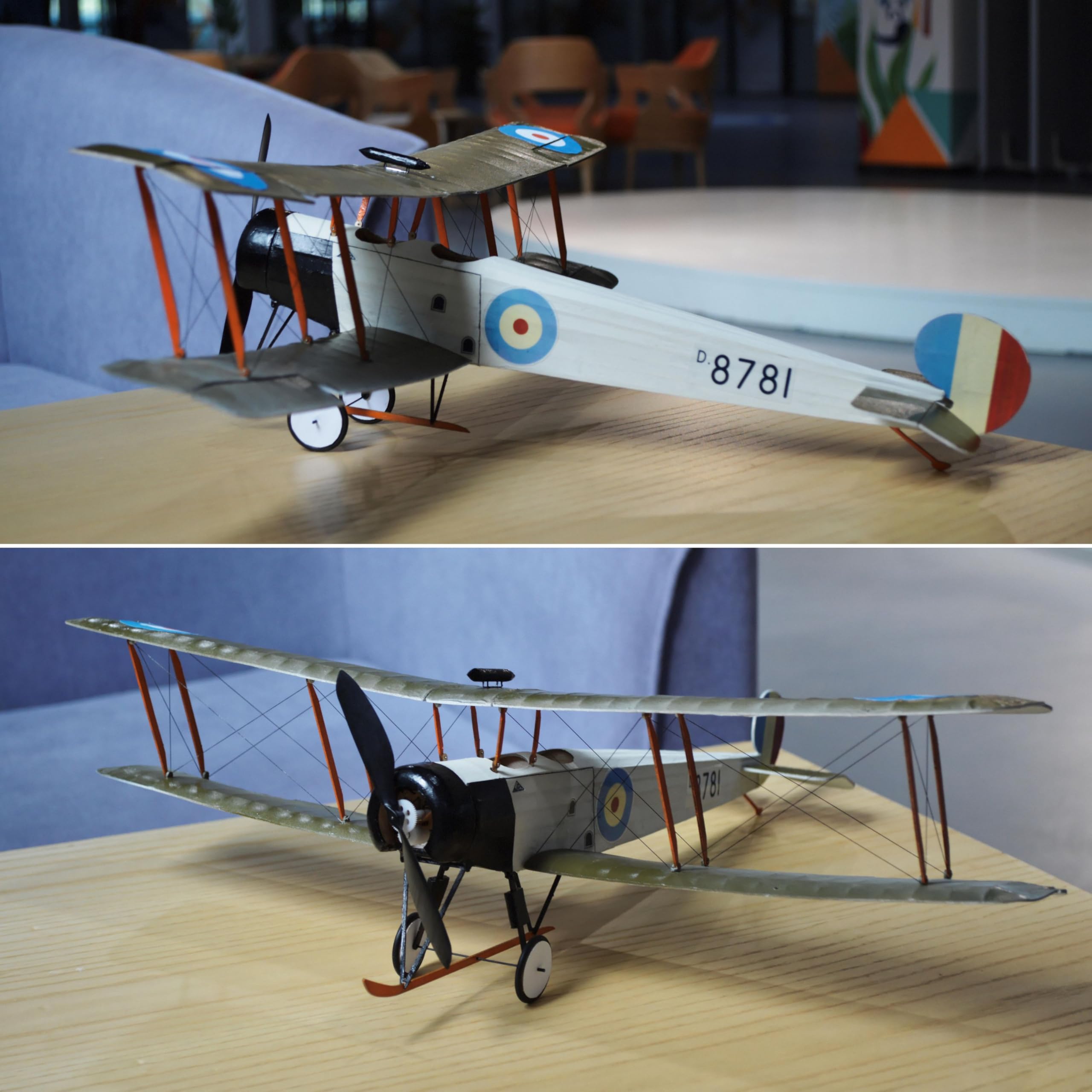 Your Day Mate Kit de aeromodelo Avro 504k Slow Flyer, Escala 1:20, 505 mm de envergadura, Kit de aeromodelo RC, aeromodelo para Construir uno Mismo, componentes de Madera de balsa Cortados con láser