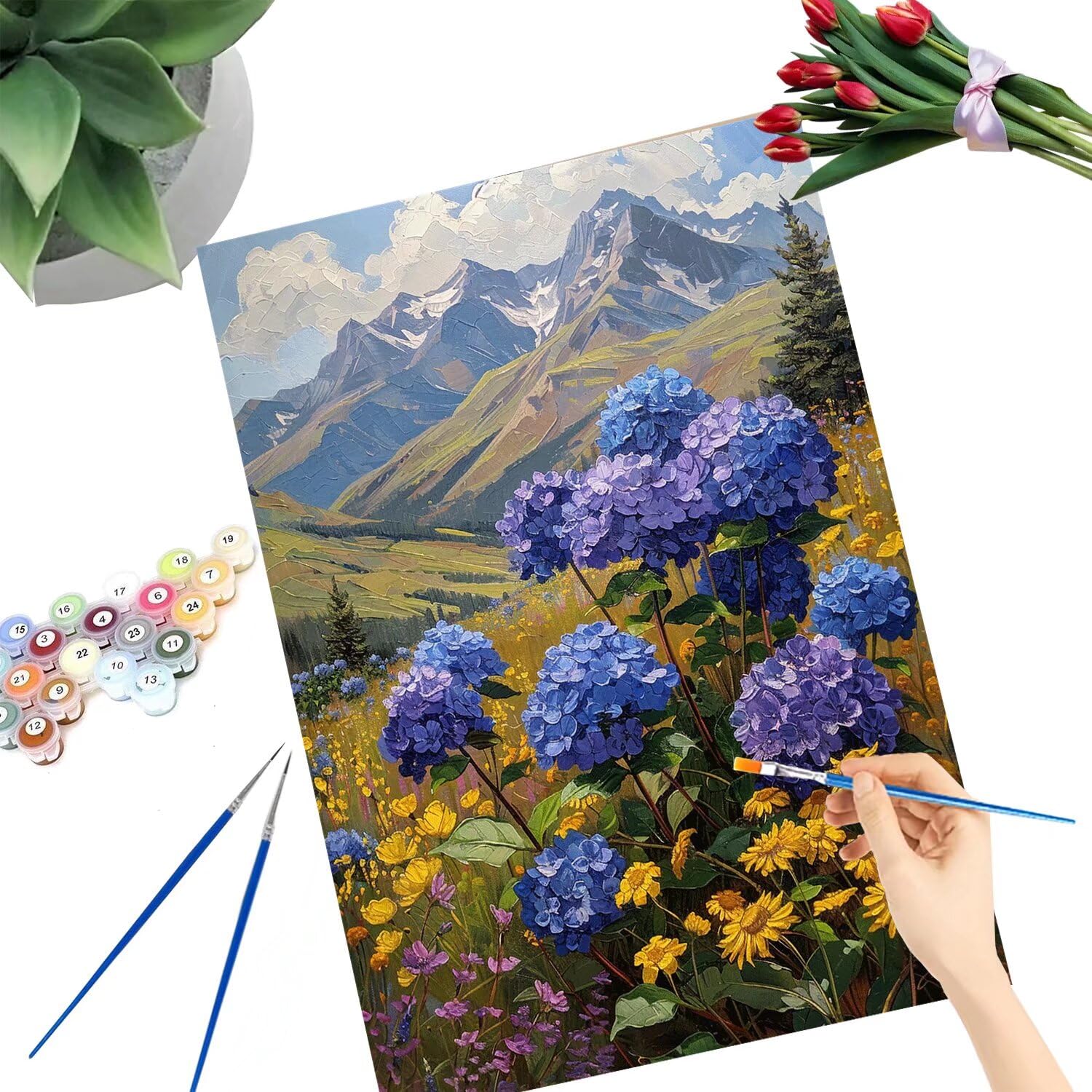 Pintar por Numeros Adultos pintar por numeros niños manualidades niños 10 años, DIY Pintar por Números de Pincel y Pintura acrílica Decoraciones para el Hogar Manualidades, sin Marco 60x80cm C-80