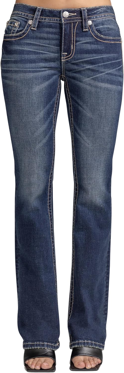 Miss Me Women's Raelyn Baroque Cross Embellished Pockets Mid-Rise Bootcut Jeans - Image 2