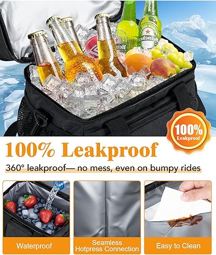 Miniatura 5 de Lonchera para hombres, bolsa de almuerzo con doble aislamiento, reutilizable, a prueba de fugas, bolsa portátil de comida de picnic, bolsa de