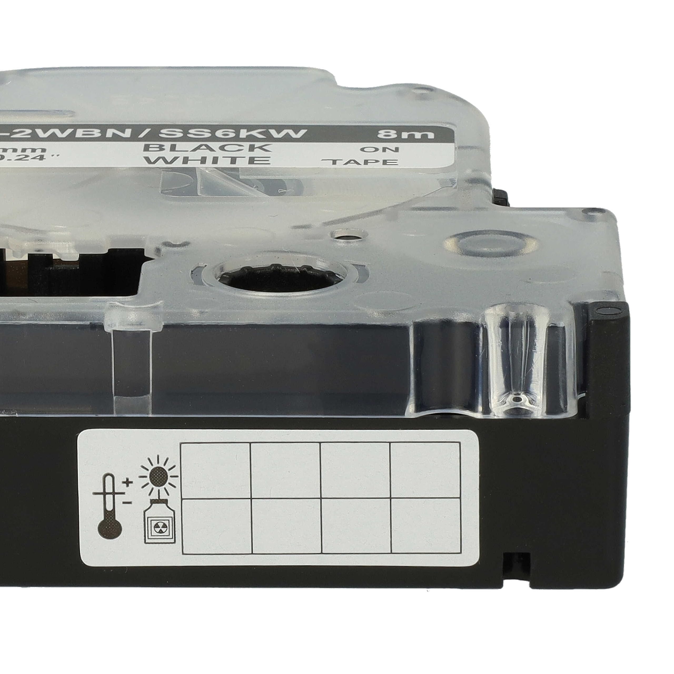 vhbw 50 x zamiennik taśmy do drukarki etykiet Epson LC-2WBN do drukarki etykiet 6 mm, czarny na białym tle