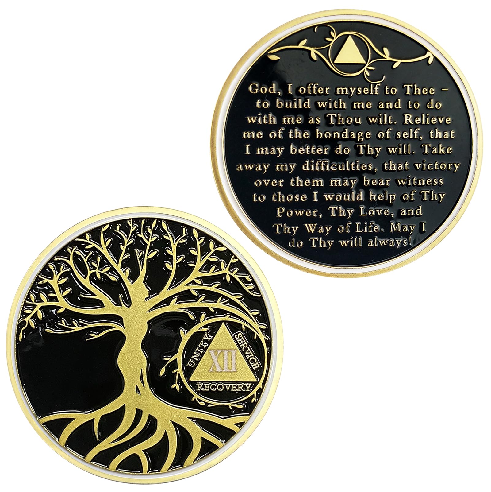 HPY HLTH12 Year Tree of Life Sobriety Chip, AA Chips and Medallions - Sobriety Recovery Coin Sober Token | Sobriety Gifts for Celebrating Alcoholics Anonymous Recovery