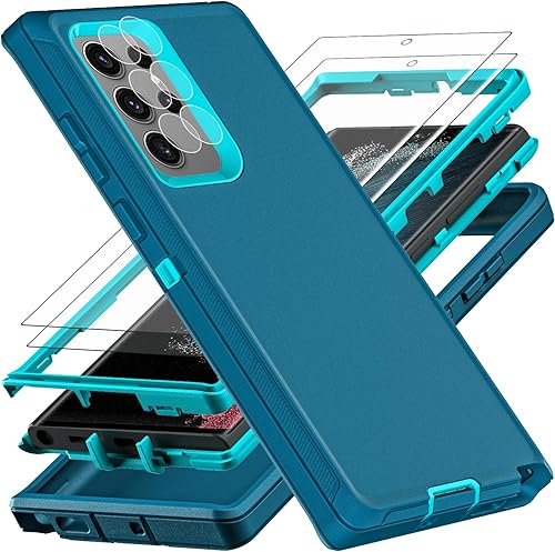 YKHJKLEC Funda para Samsung Galaxy S22 Ultra, con 2 piezas protector de pantalla de TPU flexible autorreparable y protector de lente de cámara Funda YKHJKLEC Funda para Samsung Galaxy S22 Ultra, con 2 piezas protector de pantalla de TPU flexible autorreparable y protector de lente de cámara Funda