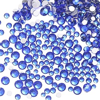1440 gemas de parte trasera plana, diamantes de imitación de cristal redondos de color azul oscuro para manualidades, decoración de uñas (2/2.4/2.8/3/4/4.8 mm)
