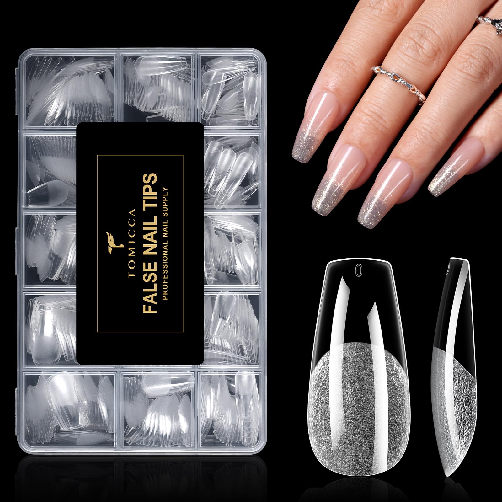 TOMICCA Medium Ballerina Nageltips 510 Stück 15 Größen Ultra-Matte Soft Nail Tips für Gelnägel Acrylic Nagelspitzen für Nagelverlängerung und Nail Art DIY Nagelstudio zu Hause