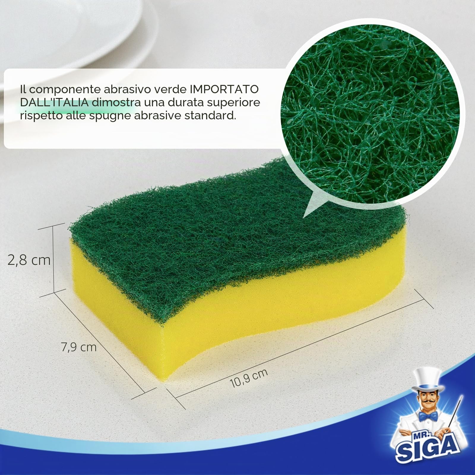 MR.SIGA Spugna Resistente, lavastoviglie spugna per la pulizia cucina, 12 Pezzi, Dimensione: 11 * 7 * 3cm