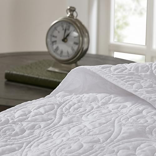 Miniatura 10 de Madison Park Quebec - Colcha acolchada reversible estilo damasco, ideal para todas las estaciones, juego de cama de colcha ligera y fundas a juego,