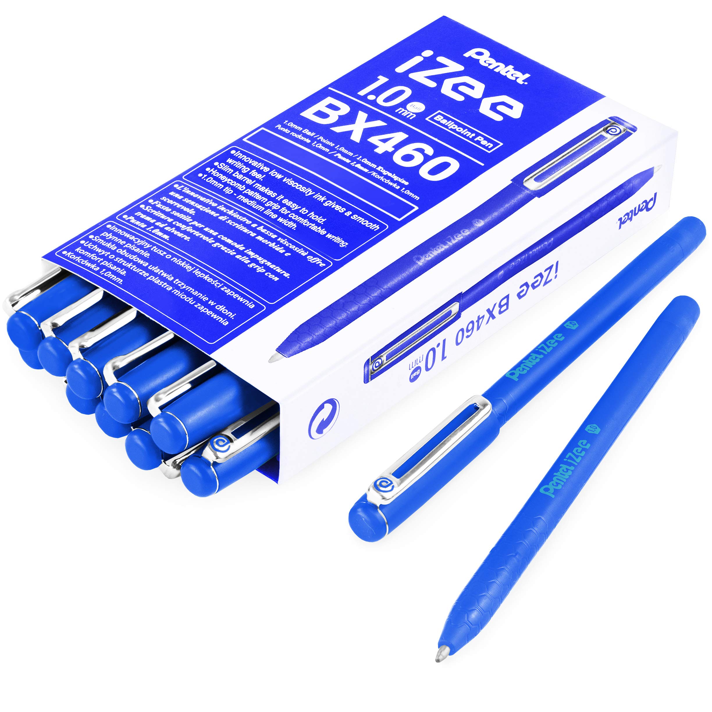 Pentel iZee BX460 - Penna a sfera, punta da 1,0 mm, inchiostro arancione, confezione da 6