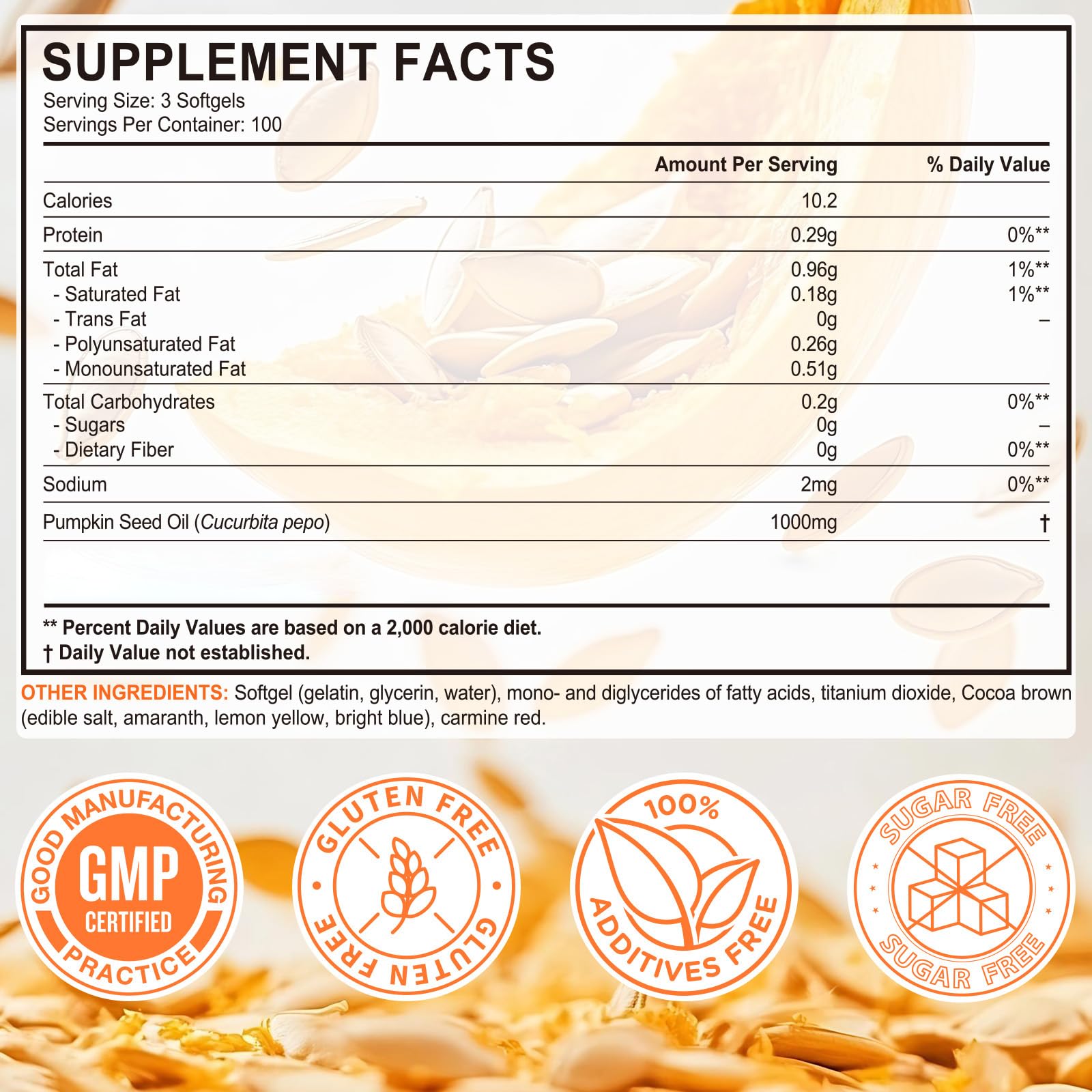 Cápsulas de aceite de semilla de calabaza 1000 mg, aceite virgen prensado en frío, 300 cápsulas blandas 3