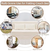 Vista 8 de Sofá Cama Individual Plegable Silla Sofá Cama con Almohada, Twin, Beige Fold out chair bed, Futon sofa bed, Extra bag included, All foam made