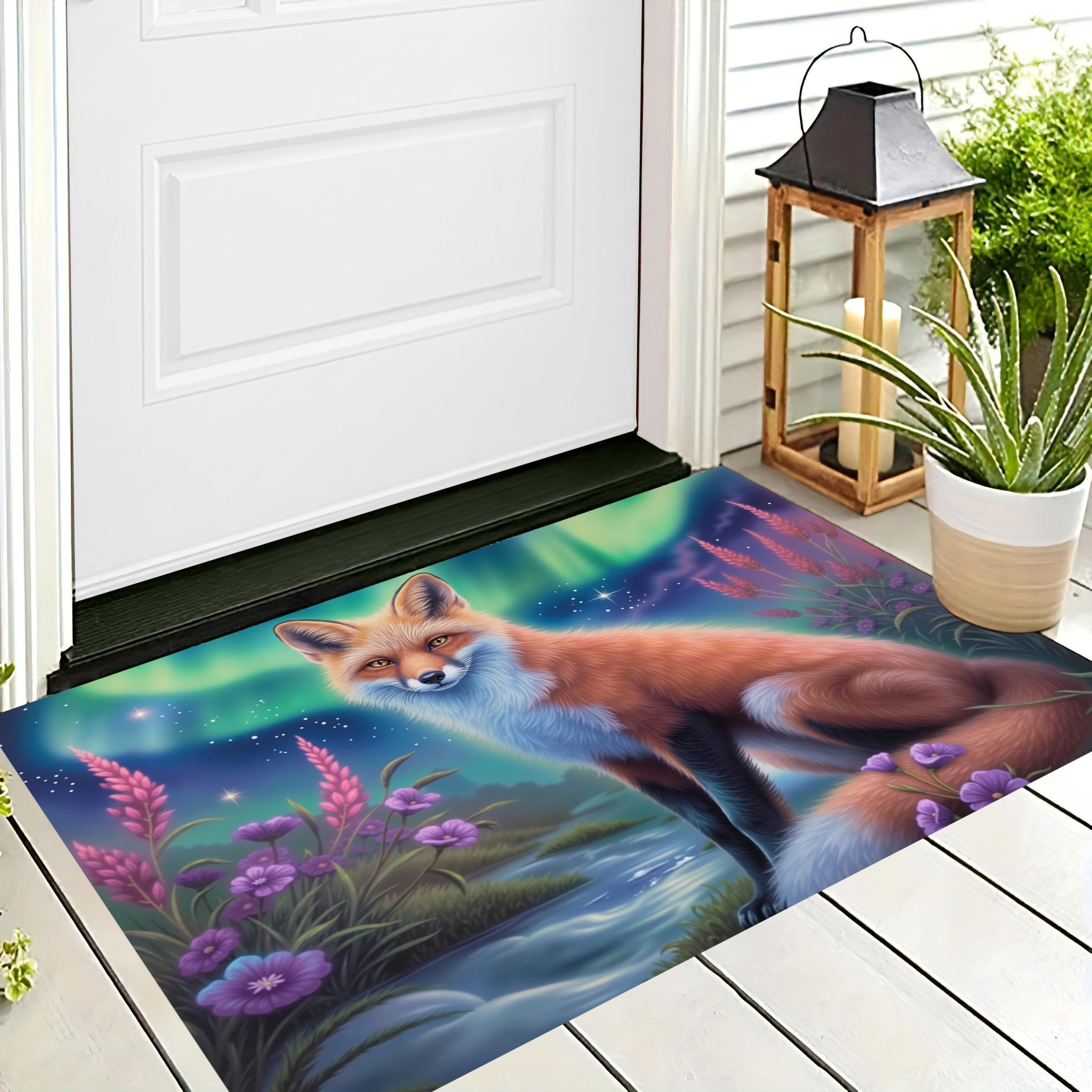 Tapis lavable renard aurore aux finitions soignées 80x120